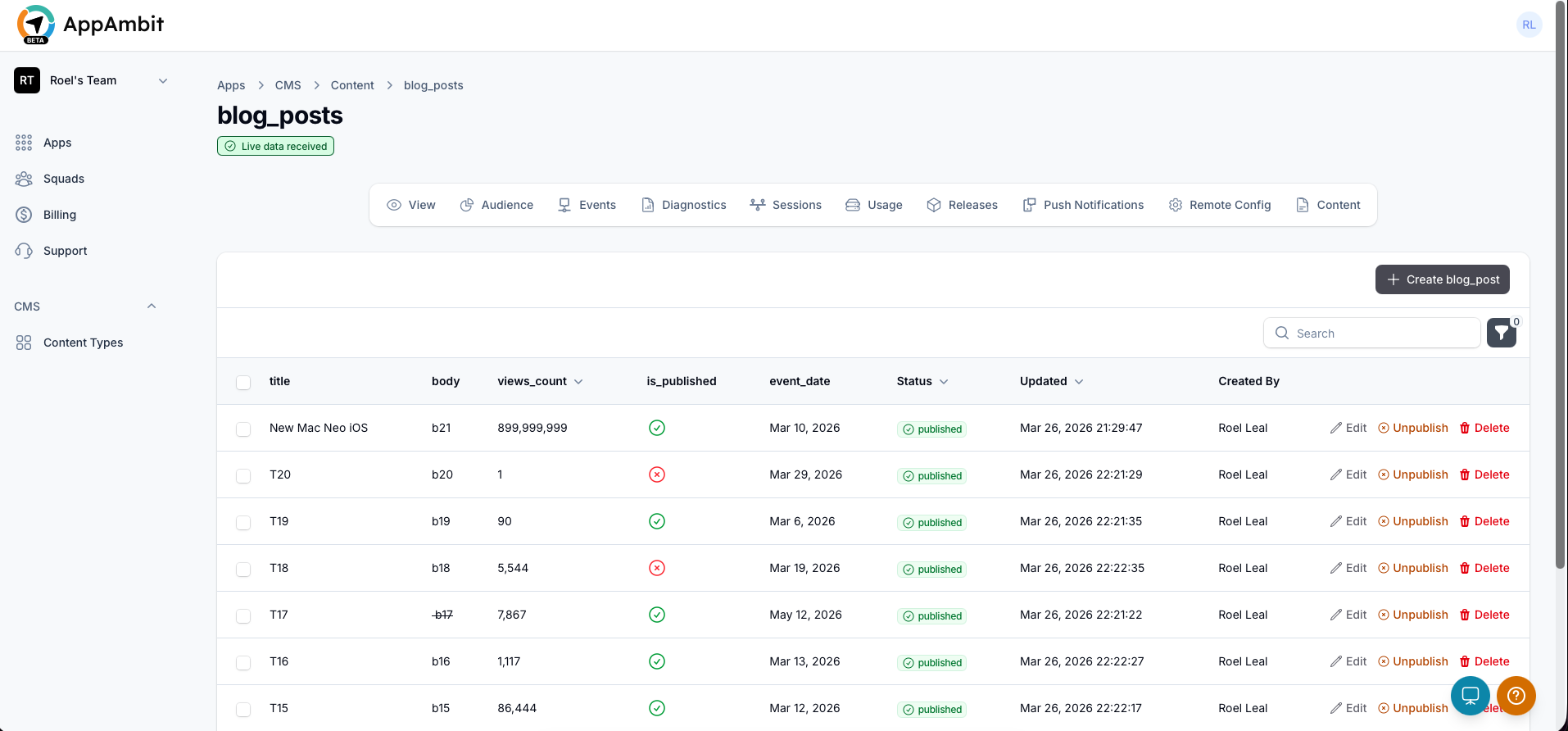Content Types List