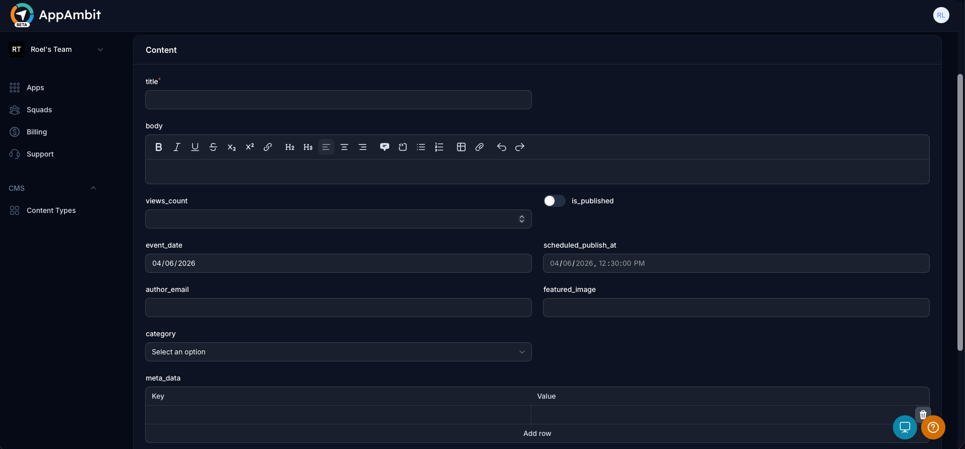 Create Entry