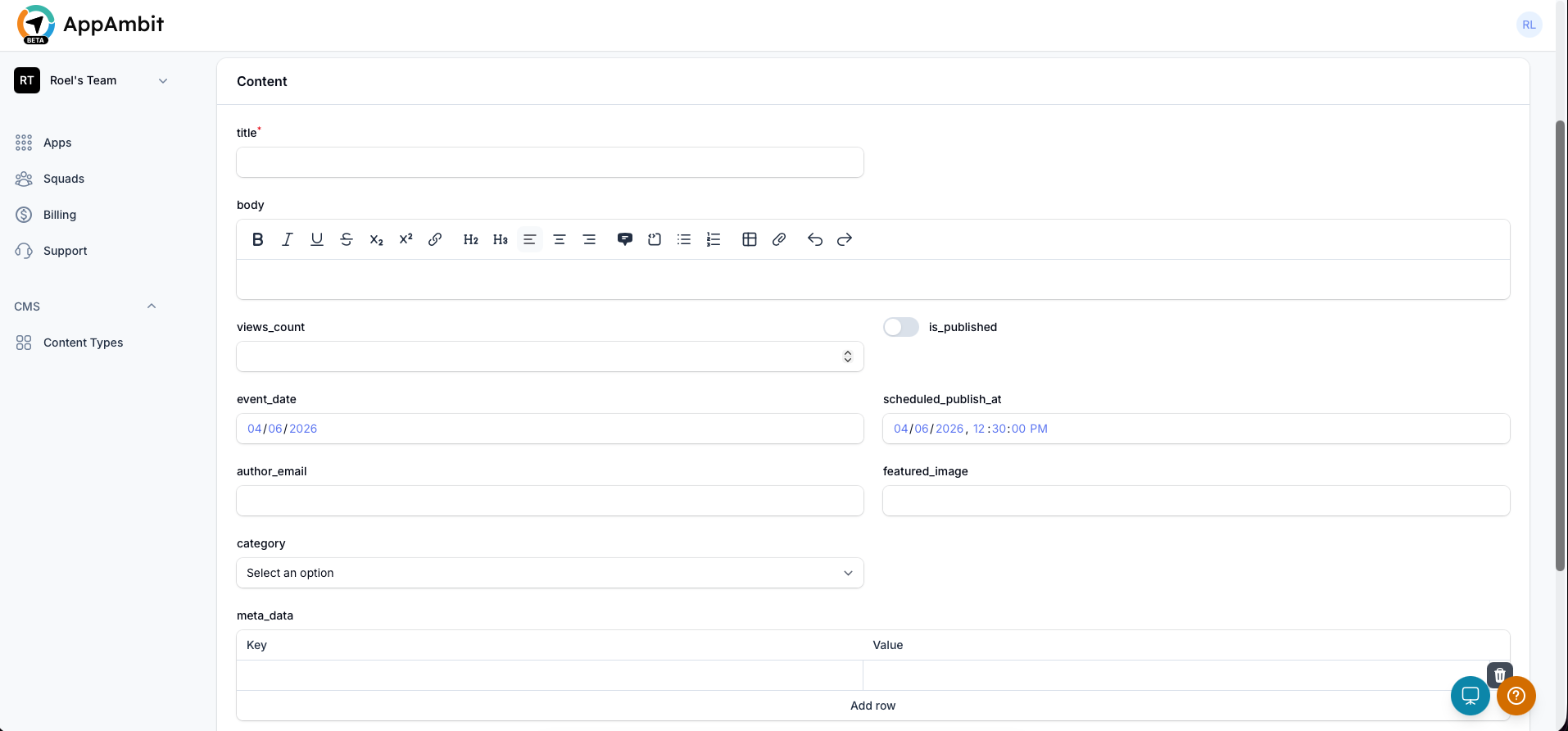 Create Entry