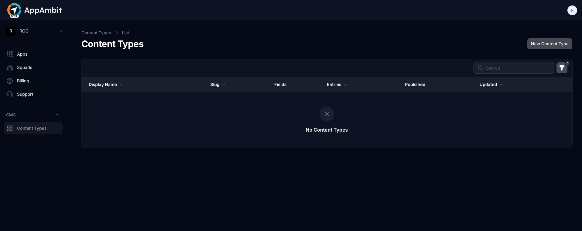 CMS dashboard