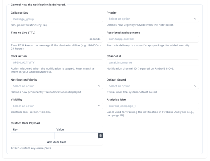 Notification form behavior