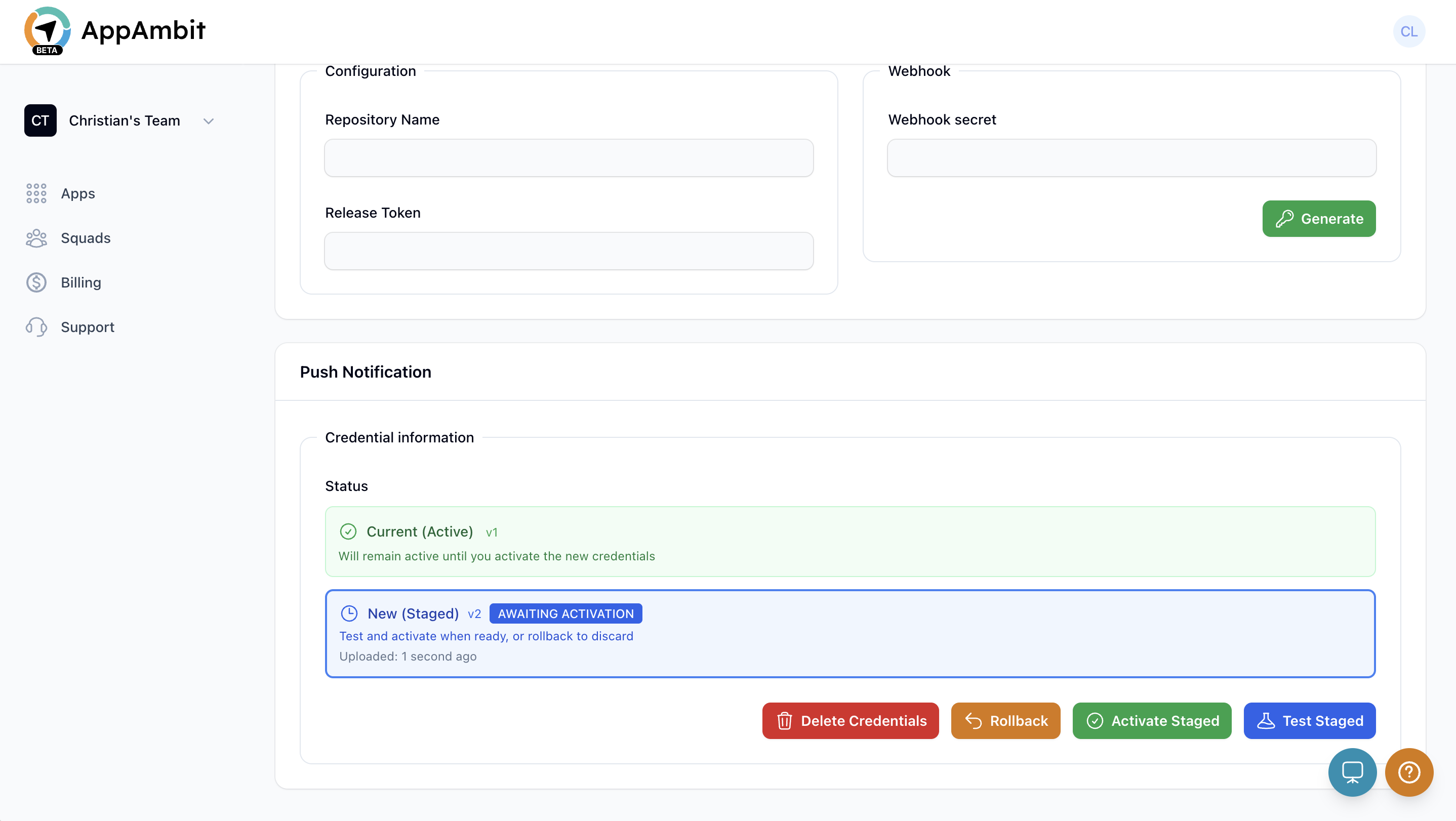 Staged Credential Banner