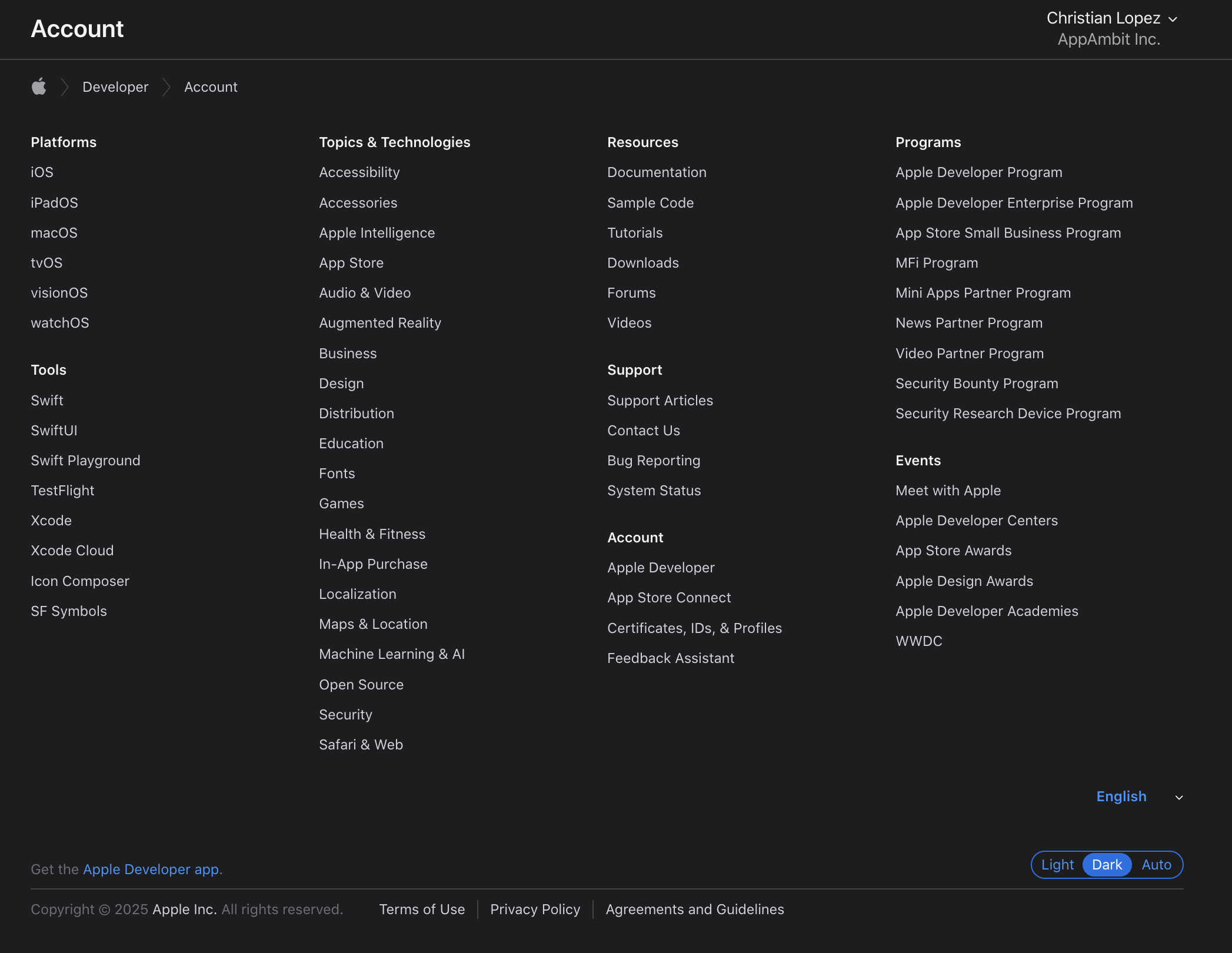 Certificates, Identifiers & Profiles
